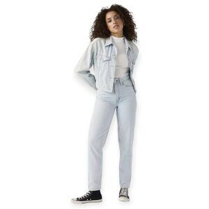Levis Premium 80s Mom Jeans Light Wash High Rise Tapered Raw Hem Size 26